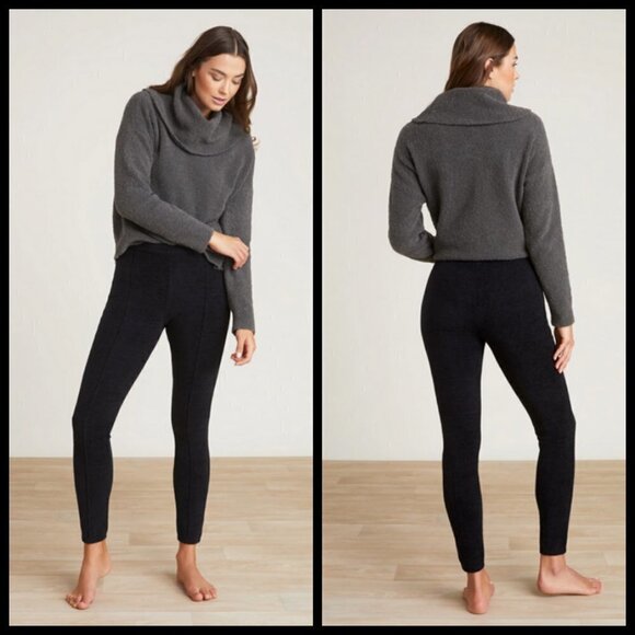 💕BAREFOOT DREAMS💕 CozyChic Ultra Lite Leggings ~ Black Large L NWT - Picture 3 of 16